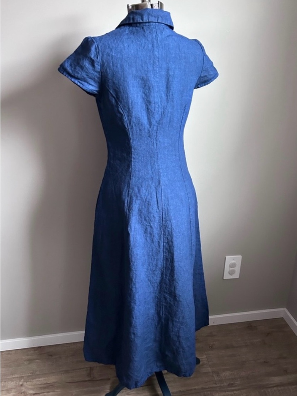Handmade Indigo Blue 100% Linen Maxi Dress - Picture 2 of 9